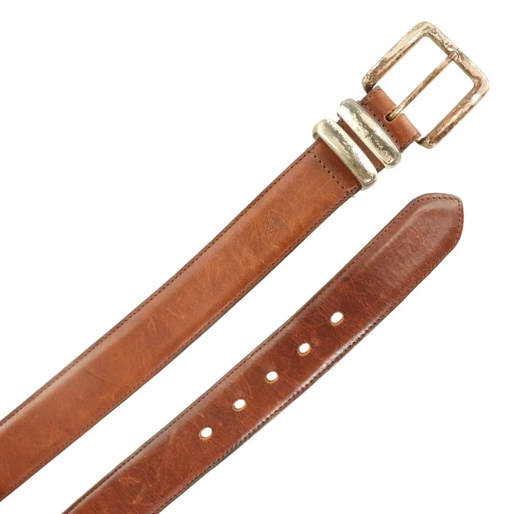 Vintage Guess Belt Distressed Western Rugged Brown Leather USA Men 32